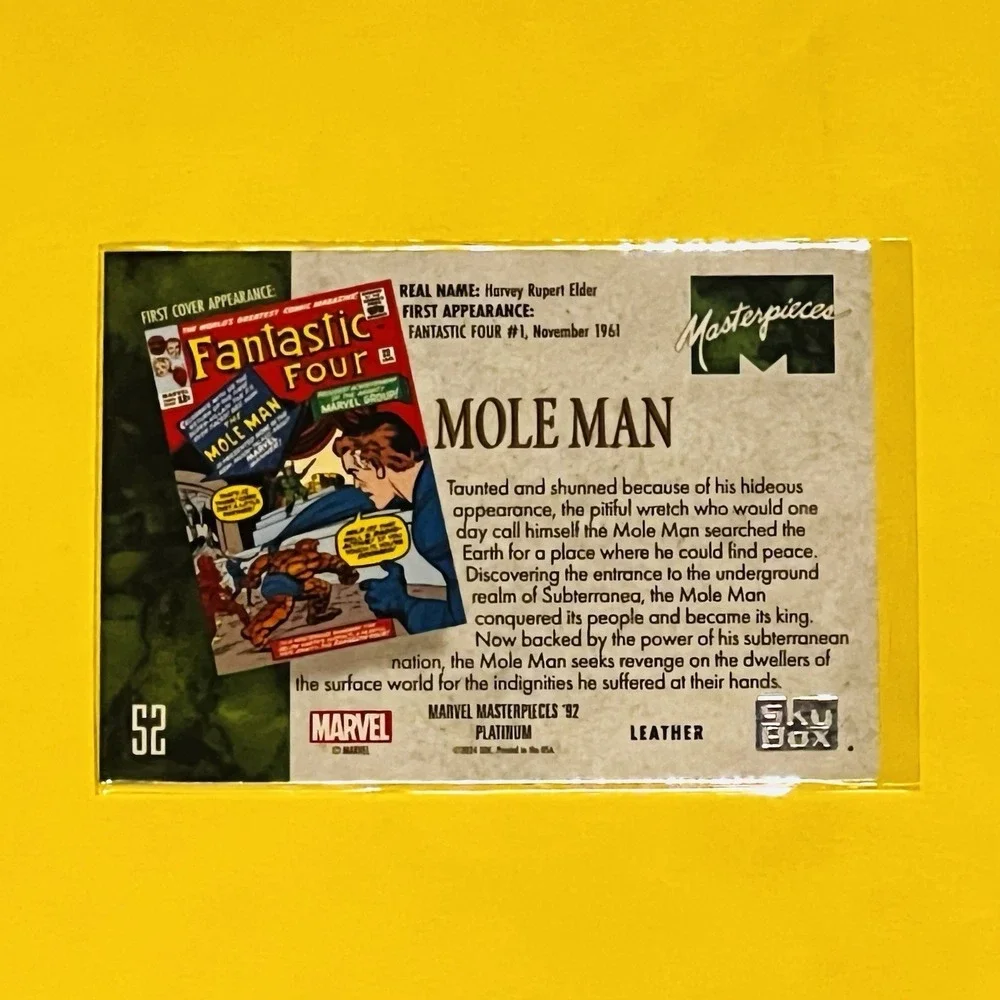 2024‎ Upper Deck Marvel Masterpieces '92 Platinum Mole Man Leather #52